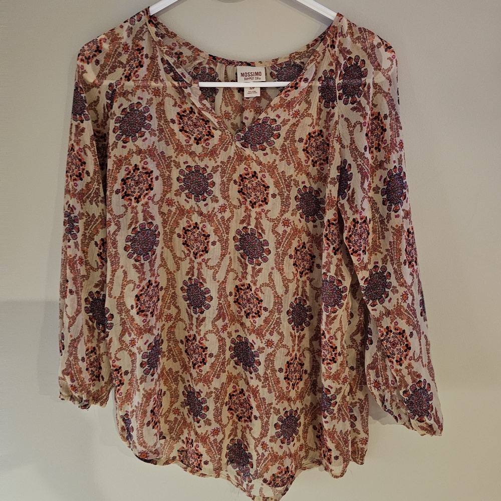 Mossimo Supply Co. Women's Paisley Blouse - Cream and Purple